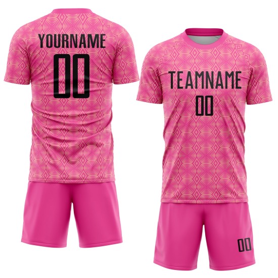 Fußball Geometrische Jersey Schwarz-Medium Uniform Rosa Custom Sublimation Rosa Formen