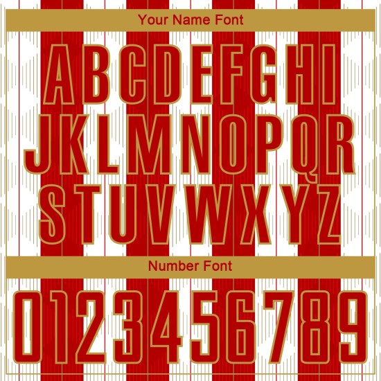 Custom Line Fußball Gold-Weiß Rot Sublimation Alte Trikotuniform Custom Line Fußball Gold-Weiß Rot Sublimation Alte Trikotuniform