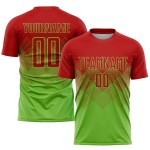 Sublimation Fußballtrikot Rot Grün Benutzerdefinierte Uniform Neon