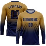 Sublimation Verblassen Lange Fußball Gold Uniform Navy Mode Jersey Hülse Alte