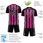 Jersey Custom Uniform Schwarz Fußball Linie Pink-Weiß Sublimation