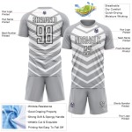 Weiß-Schwarz Sublimation Fußball Pfeil Jersey Uniform Grau Formen Custom
