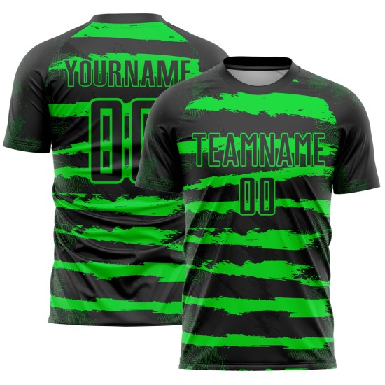 Benutzerdefinierte Uniform Grün Schwarz Sublimation Jersey Fußball Neon