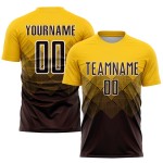 Trikot Sublimation Braun-Weiß Gold Uniform Fußball Custom Trikot Sublimation Braun-Weiß Gold Uniform Fußball Custom