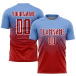 Blaues Trikot Benutzerdefinierte Rot-Weiß Sublimation Uniform Licht Fußball