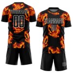 Schwarz Sublimation Custom Flame Bird Trikot Uniform Fußball Rot-Gold