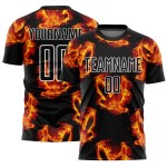 Schwarz Sublimation Custom Flame Bird Trikot Uniform Fußball Rot-Gold
