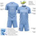 Form Uniform Blau Fußball Sublimation Custom Jersey Licht Geometrisch Weiß