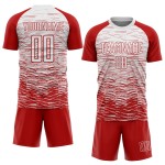 Jersey Weiß Sublimation Rot Benutzerdefinierte Fußballuniform