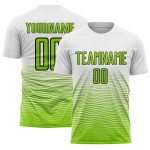 Weiß Fußball Grün-Schwarz Sublimation Uniform Neon Jersey Linie Benutzerdefinierte