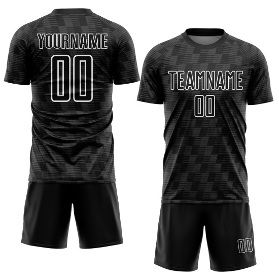 Line Schwarz Sublimation Weiß Fußball Custom Jersey Uniform