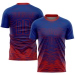 Rote Sublimationsuniform Royal Jersey Fußball Custom Rote Sublimationsuniform Royal Jersey Fußball Custom