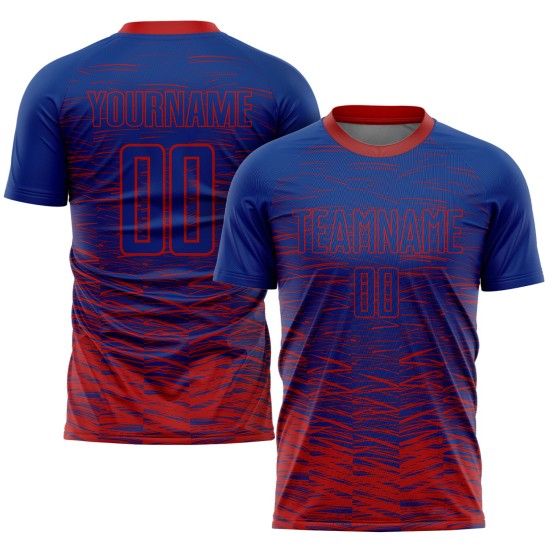 Rote Sublimationsuniform Royal Jersey Fußball Custom Rote Sublimationsuniform Royal Jersey Fußball Custom