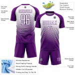 Jersey Uniform Abstrakte Dreiecke Fußball Geometrisch Lila Custom Sublimation Weiß