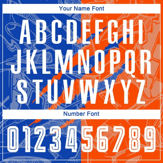 Graffiti Custom Jersey Muster Blau-Orange Thunder Sublimation Scratch Fußballuniform