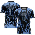 Benutzerdefinierte leichte Uniform schwarz Fußball Sublimation Jersey blau