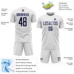 Weißes Trikot, Uniform, benutzerdefinierte Sublimation, Marineblau, Fußball Weißes Trikot, Uniform, benutzerdefinierte Sublimation, Marineblau, Fußball