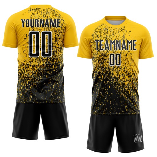 Sublimation Fragment Fußball Kunst Uniform Jersey Gelb Custom Schwarz-Weiß Abstrakt Sublimation Fragment Fußball Kunst Uniform Jersey Gelb Custom Schwarz-Weiß Abstrakt