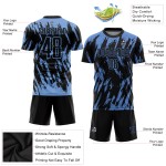 Benutzerdefinierte leichte Uniform schwarz Fußball Sublimation Jersey blau