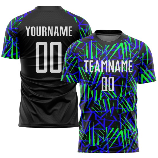 Uniform Custom Weiß-Neon Sublimation Fußball Grün Schwarz Trikot Uniform Custom Weiß-Neon Sublimation Fußball Grün Schwarz Trikot