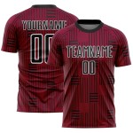 Schwarz-Weiß Uniform Custom Fußball Linien Jersey Maroon Sublimation Schwarz-Weiß Uniform Custom Fußball Linien Jersey Maroon Sublimation
