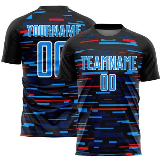 Lines Custom Soccer Black Sky Jersey Blau-Weiß Sublimation Uniform