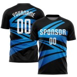 Weiß-Hellschwarzes Sublimationsuniform-Blaues benutzerdefiniertes Fußballtrikot