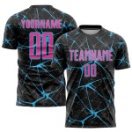Sublimation Pink-Himmelblau Custom Fußball Schwarz Uniform Trikot Sublimation Pink-Himmelblau Custom Fußball Schwarz Uniform Trikot