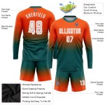 Fade Sleeve Long Jersey Fußball Custom Uniform Sublimation Orange Fashion Weiß-Blaugrün