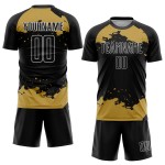 Gold-Weiß Sublimation Uniform Jersey Fußball Custom Abstrakte Fragment Kunst Schwarz Alt Gold-Weiß Sublimation Uniform Jersey Fußball Custom Abstrakte Fragment Kunst Schwarz Alt
