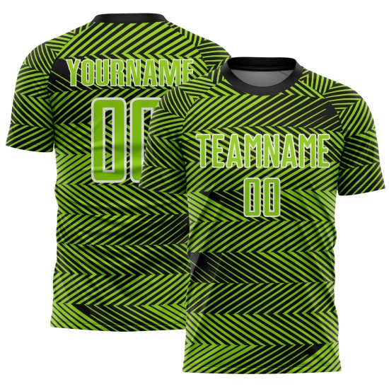 Schwarz-Weiß Uniform Custom Neon Line Jersey Sublimation Grün Fußball Schwarz-Weiß Uniform Custom Neon Line Jersey Sublimation Grün Fußball
