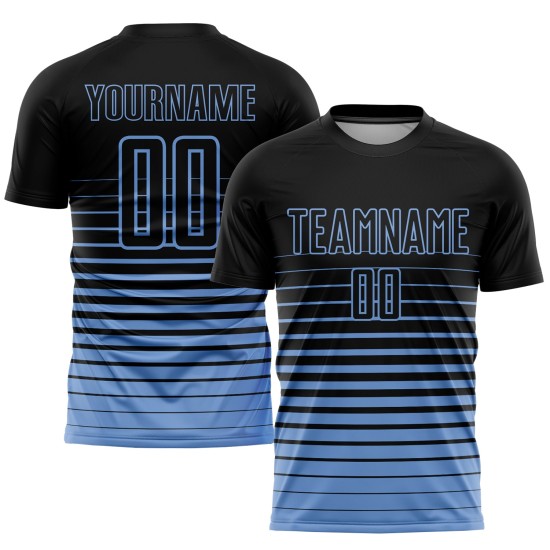 Fade Soccer Schwarz Jersey Nadelstreifen Uniform Licht Mode Custom Sublimation Blau
