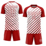 Benutzerdefiniertes rotes Fußball-Sublimationsuniform-Weißtrikot