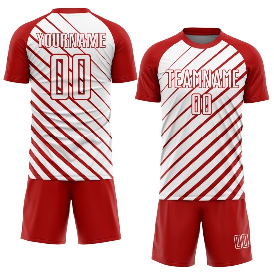 Benutzerdefiniertes rotes Fußball-Sublimationsuniform-Weißtrikot