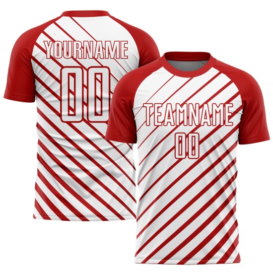 Benutzerdefiniertes rotes Fußball-Sublimationsuniform-Weißtrikot