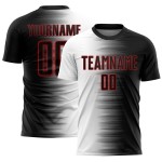 Line Fußballtrikot Sublimation Custom Schwarz Weiß-Rot Farbverlauf Uniform