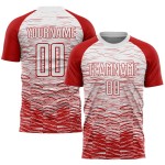 Jersey Weiß Sublimation Rot Benutzerdefinierte Fußballuniform