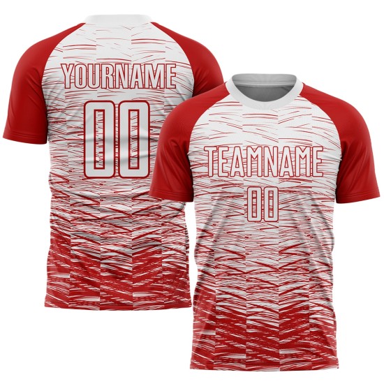 Jersey Weiß Sublimation Rot Benutzerdefinierte Fußballuniform