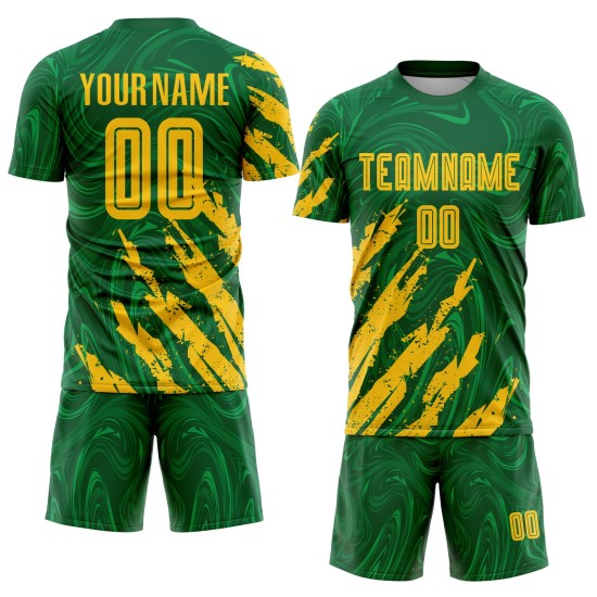 Sublimation Gold Kelly Fußballuniform Trikot Grün Custom