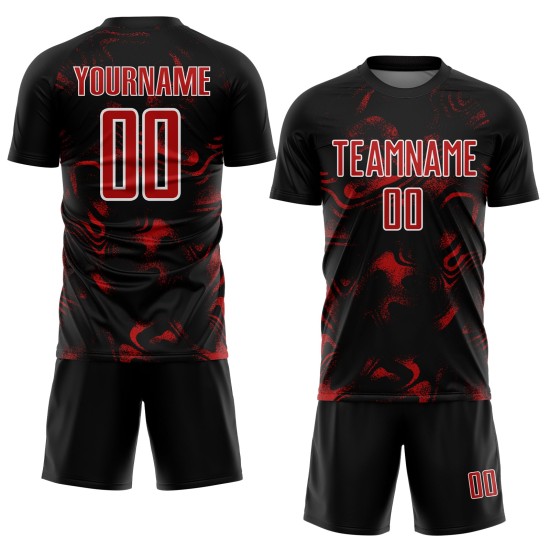 Jersey Abstrakt Fußball Sublimation Rot-Weiß Schwarz Uniform Flüssigkeit Custom Jersey Abstrakt Fußball Sublimation Rot-Weiß Schwarz Uniform Flüssigkeit Custom