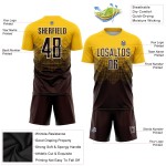 Trikot Sublimation Braun-Weiß Gold Uniform Fußball Custom Trikot Sublimation Braun-Weiß Gold Uniform Fußball Custom
