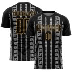 Form Alte Geometrische Custom Gold-Weiß Fußball Jersey Uniform Schwarz Sublimation Form Alte Geometrische Custom Gold-Weiß Fußball Jersey Uniform Schwarz Sublimation