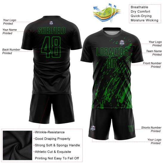 Grasschwarzes Trikot Grün Fußball Sublimation Custom Uniform