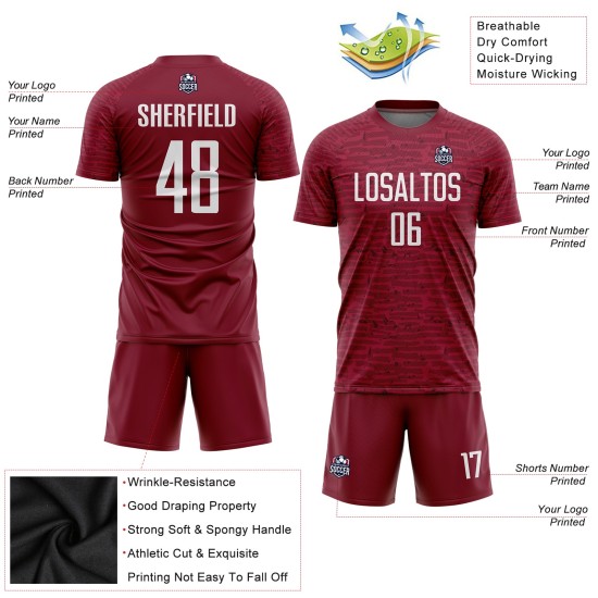 Benutzerdefinierte Fußball Sublimation Uniform Crimson White Jersey Benutzerdefinierte Fußball Sublimation Uniform Crimson White Jersey
