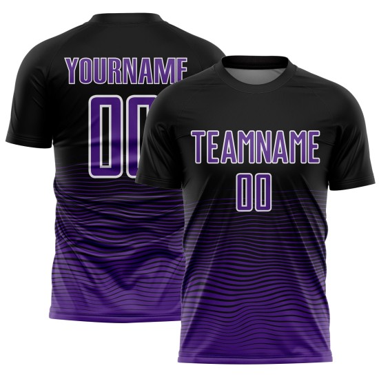 Sublimation Jersey Uniform Lila-Weiß Linie Schwarz Custom Gradienten Fußball