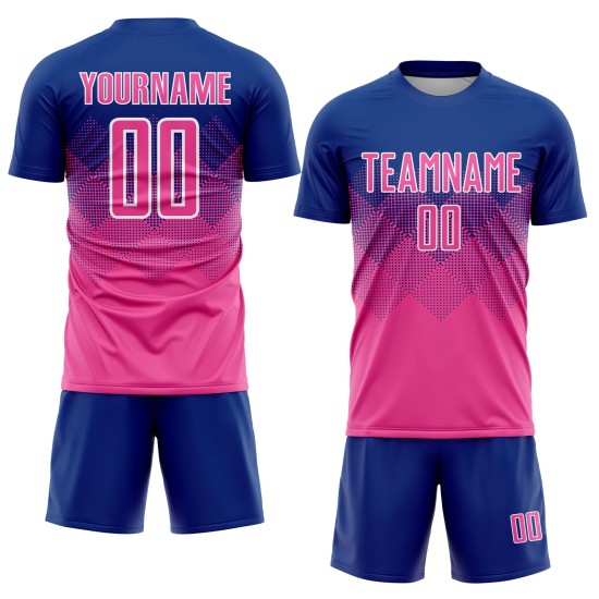 Trikot Uniform Royal Pink-Weiß Sublimation Custom Fußball Trikot Uniform Royal Pink-Weiß Sublimation Custom Fußball