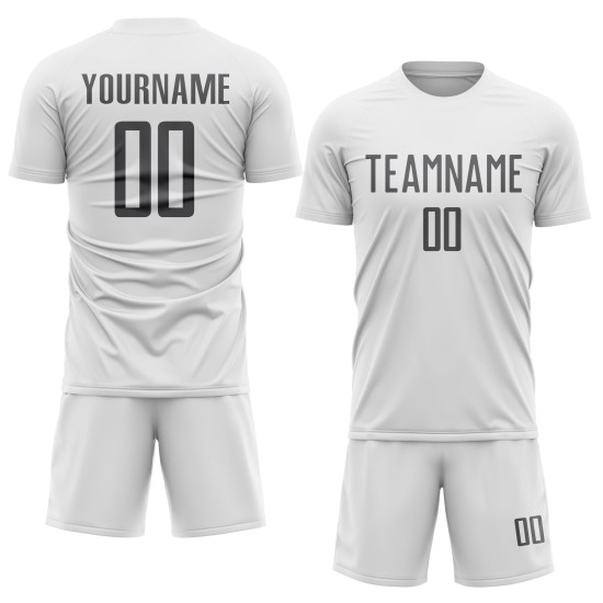Fußballtrikot Weiß Custom Steel Uniform Grau Sublimation Fußballtrikot Weiß Custom Steel Uniform Grau Sublimation