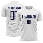 Weißes Trikot, Uniform, benutzerdefinierte Sublimation, Marineblau, Fußball Weißes Trikot, Uniform, benutzerdefinierte Sublimation, Marineblau, Fußball