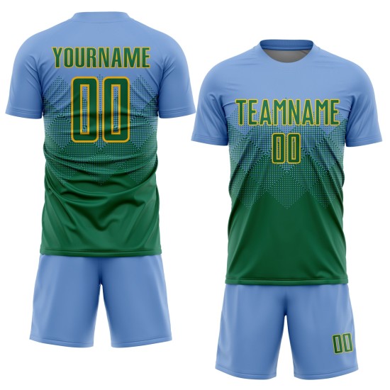 Benutzerdefinierte Uniform Blau Kelly Trikot Fußball Licht Sublimation Grün-Gold