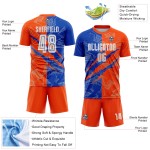 Graffiti Custom Jersey Muster Blau-Orange Thunder Sublimation Scratch Fußballuniform